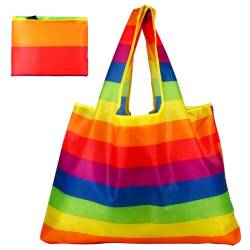 Runmeihe Regenbogen-Tragetasche, große Kapazität, Regenbogen-Einkaufstaschen, Gay-Pride-Flagge, Handtasche für LGBTQ-Party-Zubehör, mehrfarbig, large von Runmeihe