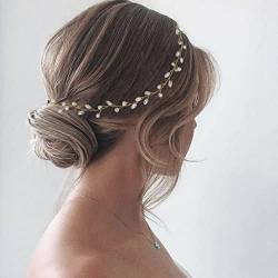Runmi Braut-Haarrebe Silber Stirnbänder Kristall Kopfschmuck Hochzeit Haarschmuck für Frauen und Mädchen… (Gold) von Runmi
