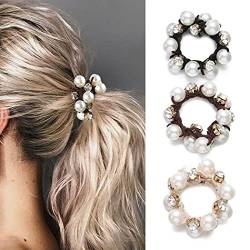 Runmi Haargummis, 3 Stück, Perlenhaarbänder, starke elastische Haargummis, Pferdeschwanz-Halter, Haarschmuck für Frauen und Mädchen von Runmi