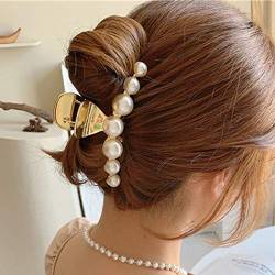 Runmi Haarklammern, Perlen, große Haarspange, goldfarben, Metall-Haarschmuck für Damen und Mädchen, 2 Stück von Runmi