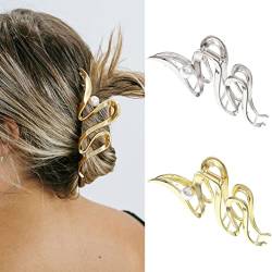 Runmi Haarklammern, Perlen-Haarklammern, rutschfeste Metall-Haarspangen, starker Halt, Haarschmuck für Damen und Mädchen (2 Stück) von Runmi