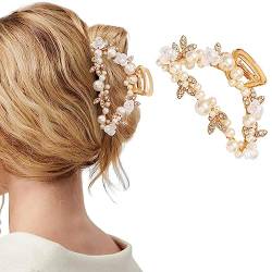 Runmi Haarklammern Perlen Haarklammern Rutschfeste Metall Haarspangen Blume Haar Kiefer Clips Haarschmuck für Frauen und Mädchen von Runmi