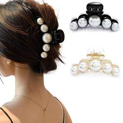 Runmi Haarklammern Schwarz Haarspangen Haarspangen Perlen Haarklammern Haarschmuck für Frauen und Mädchen (2 Stück) (A) von Runmi
