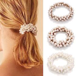 Runmi Perlen-Haargummis mit Perlen, elastische Haarbänder, Pferdeschwanzhalter von Runmi