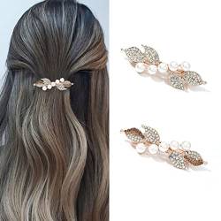 Runmi Perlen-Haarspangen Schmetterlingverschluss, starker Halt, für Damen und Mädchen, 2 Stück von Runmi