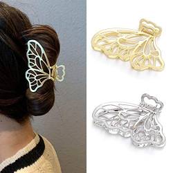 Runmi Schmetterlings-Haarklammern, Haarspangen, Metall, große Klauen-Haarklammern, Haarschmuck für Damen und Mädchen, 2 Stück von Runmi