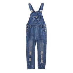 Mädchen Kinder Jeans Latzhose Overall Einteiler Dungaree Jeanshose Mit Latz Blau 140CM von Runyue