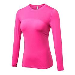 Damen Langarm Funktionsshirt Laufshirt Sportshirt, Schnelltrocknend T-Shirt Fitness Yoga Training Langarmshirts Rose L von Ruowuhen