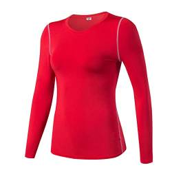 Ruowuhen Damen Funktionsshirt Langarm, Schnelltrocknend Laufshirt Sportshirt Fitness Yoga Sportoberteile Langarmshirts Rot L von Ruowuhen