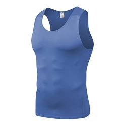 Ruowuhen Sport Unterhemd Herren Ärmellos Kompressionsshirt Sport Tank Tops Laufshirt Atmungsaktiv Funktionsshirt für Männer Grau Blau 3XL von Ruowuhen