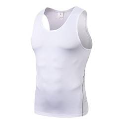 Ruowuhen Sport Unterhemd Herren Ärmellos Kompressionsshirt Sport Tank Tops Laufshirt Atmungsaktiv Funktionsshirt für Männer Weiß XL von Ruowuhen