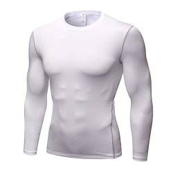 Sportshirt Herren Langarm Funktionsshirt Kompressionsshirt Laufshirt Männer Schnelltrocknend Atmungsaktiv T-Shirt Trainingsshirt Weiß XXL von Ruowuhen