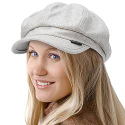 Achteckige Newsboy Hüte für Frauen Vintage Wolle 8 Panels Cabbie Barett Cap, Nb001-blass, Medium von Ruphedy