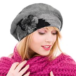 Ruphedy Baskenmütze Damen Wolle Französischen Barett Beanie Winter Mütze Hy022 (Br022-Grau) von Ruphedy