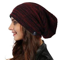 Ruphedy Damen Beanie Mütze Winter Long Oversized Slouchy Beany Strickmütze B08 (B5001-Weinrot) von Ruphedy