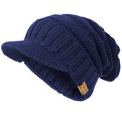 Ruphedy Herren Mütze mit Schirm Fleece Visor Beanie Schirmmütze Wintermütze B319 (B320-Marine) von Ruphedy