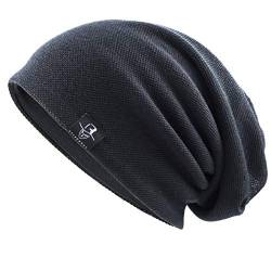 Ruphedy Herren Slouchy Beanie Skull Cap Sommer Dünn Baggy Oversized Strickmütze B301 - Grau - MEDIUM von Ruphedy