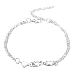 Rurunklee Charm-Armband mit Herzanhänger, für Damen, Unendlichkeits-Herz-Schmuck-Kollektion, Herz-Symbol-Charm-Armband für Frauen und Mädchen, 1, 1 Stück von Rurunklee