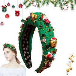 Rurunklee Weihnachts-Strass-Stirnband – breites Weihnachtsmann-Stirnband, festliches Party-Accessoire, Haarreifen für Frauen oder Mädchen für Weihnachten, Urlaub, Partygeschenke von Rurunklee
