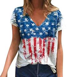 Rusaly Damen Löwenzahn Pusteblume T-Shirt Frauen Sommer Oberteile Rundhals Kurzarm Shirt Tops Tee Vintage USA-Flagge Fußball Liebhaber Tank Top A673, Weiß, 3XL von Rusaly