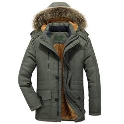 Rusaly Herren Jacken Herbst Winter Jacken für Herren Mantel Freizeit Plus Größe Hut mit Reißverschluss Wollkurzmantel Outdoor Casual Reißverschluss Steppjacke Herren Winter Lang von Rusaly