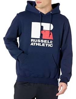 Russell Athletic Herren Dri-Power Pullover Fleece Hoodie Kapuzenpullover, Marineblau, großes Logo, Small von Russell Athletic