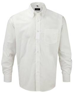 Russel Collection - Herren Oxford Hemd Pflegeleicht Mit Langem Arm - 47, Weiß von Russell Collection