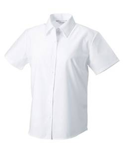 Russell Collection Damen Oxford Shirt Kurzarm Pflegeleicht [933F] Gr. 3XL, weiß von Russell Collection