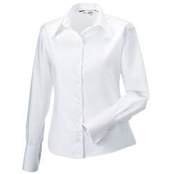 Russell Collection Damen-Shirt, bügelfrei, langärmelig, Weiß, M/12 von Russell Collection