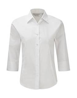 Russell Europe: Körperbetonte Stretch-Bluse mit 3/4 Arm R-946F-0, Größe:2XL;Farbe:White von Russell Europe