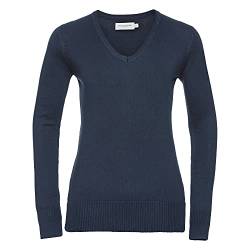 Russell Collection Damen Strickpullover mit V-Ausschnitt (XL) (Marineblau) von Russell