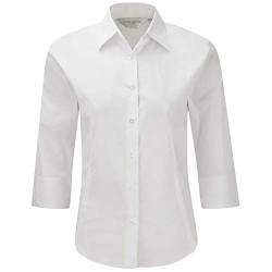 Russell Collection Easy Care Bluse, 3/4-Armlänge (M) (Weiß) von Russell