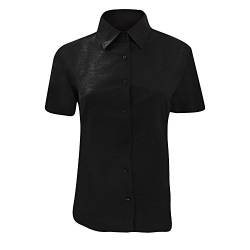 Russell Collection Easy Care Oxford Bluse, Kurzarm 4XL,Schwarz von Russell