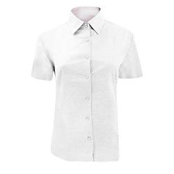 Russell Collection Easy Care Oxford Bluse, Kurzarm L,Weiß von Russell