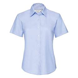 Russell Collection Easy Care Oxford Bluse, Kurzarm XXL,Oxford Blau von Russell