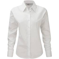 Russell Collection Easy Care Oxford Bluse, Langarm (S) (Weiß) von Russell