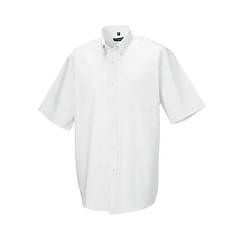 Russell Collection Oxford Herren Hemd, Kurzarm, pflegeleicht (Kragenweite 38) (Weiß) von Russell