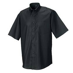 Russell Collection Oxford Herren Hemd, Kurzarm, pflegeleicht (Kragenweite 51) (Schwarz) von Russell