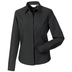 Russell Collection Popelin Bluse/Hemd, Langarm, pflegeleicht, tailliert (2XL) (Schwarz) von Russell