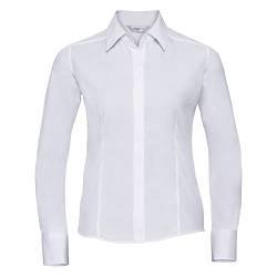 Russell Collection Popelin Bluse/Hemd, Langarm, pflegeleicht, tailliert (XS) (Weiß) von Russell