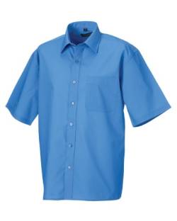 Russell Collection Popelin Herren Hemd, Kurzarm, pflegeleicht (17 (43 cm)) (Corporate Blau) von Russell