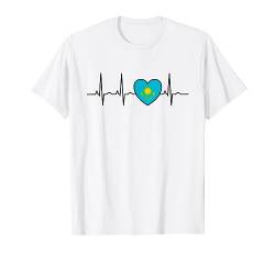 Kasachstan Flagge Herzschlag EKG Puls Herz Russia Kazakhstan T-Shirt von RussianLife Designs