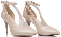 Butdam Damenpumps High Heel Vollnarbenleder Weiches Innenfutter Tanzschuhe Schnalle Hohe Absätze Livina beige (Beige, EU Schuhgrößensystem, Erwachsene, Damen, Numerisch, M, 35) von Rusttler