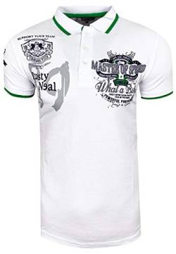 Herren P-Shirt Polo Polo-Shirt Kurzarm Kentkragen Freizeit 'Master of Speed' T-Shirt 221, Farbe:Weiß, Größe S-3XL:L von Rusty Neal
