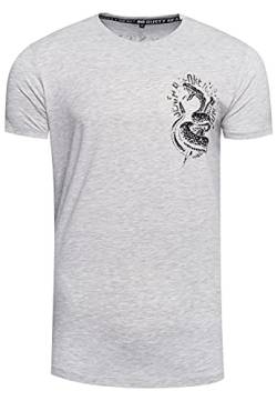 Herren T-Shirt Basic Rundhals Front & Back Print Snake Shirt M L XL XXL 276, Farbe:Grau, Größe S-3XL:XL von Rusty Neal