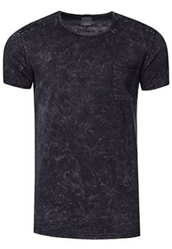 Herren T-Shirt Verwaschen Premium-Basics Used-Look Rundhals & Kurzarm 283, Farbe:Schwarz, Größe S-3XL:XL von Rusty Neal