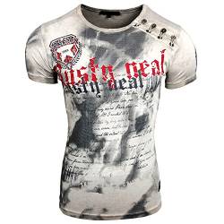 Rusty Neal Batik Herren T-Shirt No Mercy mit Front Logo Print Kurzarm (XXL, Grau) von Rusty Neal