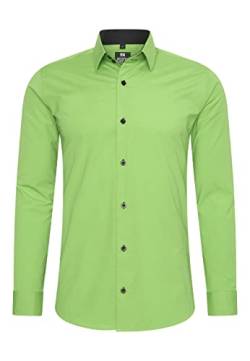 Rusty Neal Herren-Hemd Premium Slim Fit Langarm Stretch Kontrast Hemd Business-Hemden Freizeithemd, Größe S-6XL:4XL, Farbe:Grün von Rusty Neal