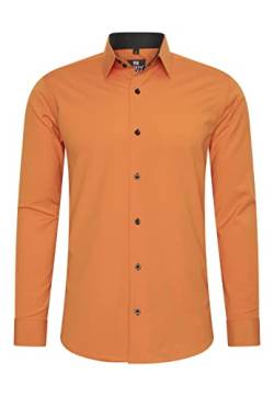 Rusty Neal Herren-Hemd Premium Slim Fit Langarm Stretch Kontrast Hemd Business-Hemden Freizeithemd, Größe S-6XL:4XL, Farbe:Orange von Rusty Neal