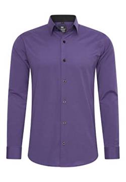 Rusty Neal Herren-Hemd Premium Slim Fit Langarm Stretch Kontrast Hemd Business-Hemden Freizeithemd, Größe S-6XL:5XL, Farbe:Lila von Rusty Neal